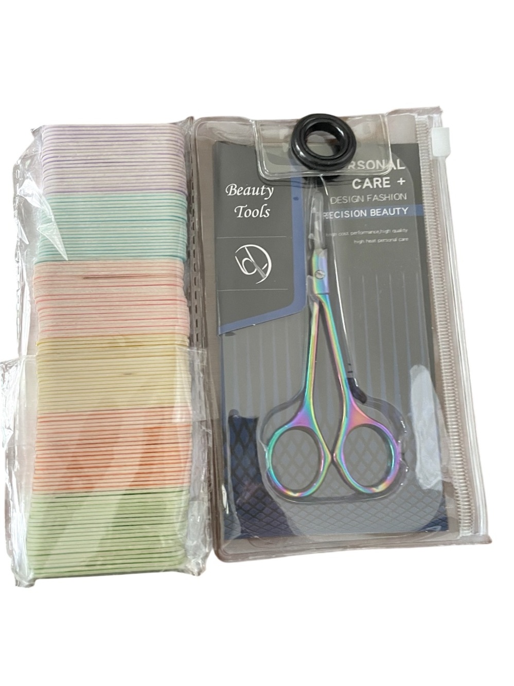 Disposable Wooden Nail Files  + CGBE Rainbow Manicure Scissors